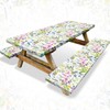 Boao 3 Pcs Vinyl Picnic Table Cover with Bench Cover