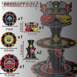 Eskood Race Car Theme 3 Tier Cupcake Stand-Truck Car Party Favors for Birthday Picnic Baby shower, Cupcake Holder & Car Theme Dessert Stand for Racing Truck Party & Race Car Party Supplies Decor-1Pcs