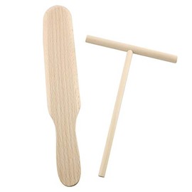 Tegg Crepe Spreader and Spatula Kit 2PCS 6.5Inch T Shape Crepe Maker Pancake Batter Wooden Spreader Stick and 9.72Inch Spatula