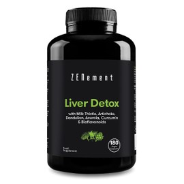 Liver Detox, with Milk Thistle, Artichoke, Dandelion, Acerola, Curcumin and Bioflavonoids, 180 Capsules | Purifying, antioxidant, Improves Digestion | 100% Natural, Vegan, Non-GMO | Zenement