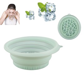 Quorlentis Silicone Ice Facial Bowl, Foldable Face Plunge Basin with Built-In Ice Tray Ideal for traveling at home (Green)