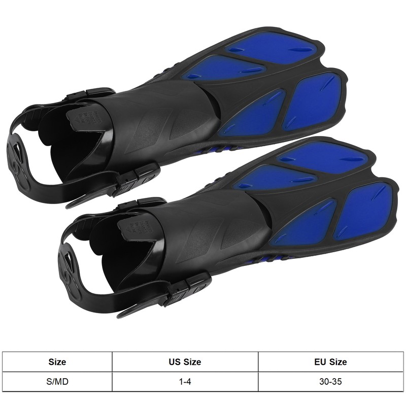 1 Pair Adjustable Swimming Fins TPR Open Heel Long Diving