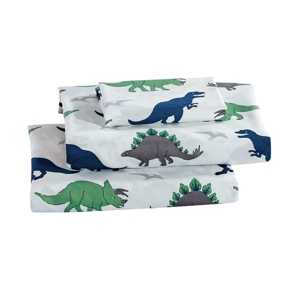 Linen Plus Sheet Set Kids/Teens Ancient Dinosaurs Green Blue Grey