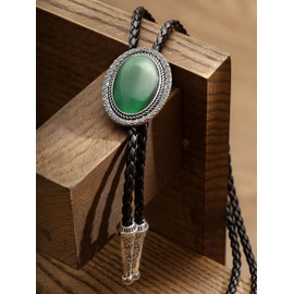 HAQUIL Cowboy Hat Western Green Turquoise Tie Bolo Tie for Men Accessories Oval Vintage Handmade Round Shape Bolo Tie