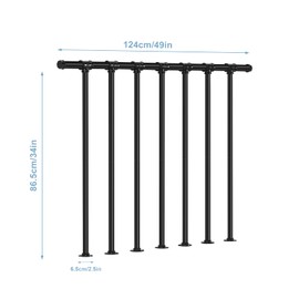 Metal Deck Railing, Flat Railing Kit, Metal Porch Railing Outdoor, Guard Rail Kit with Balusters, Horizontal Railing Post, Black Indoor Railing Kit for Balcony(34 in. H x 4 ft. W)