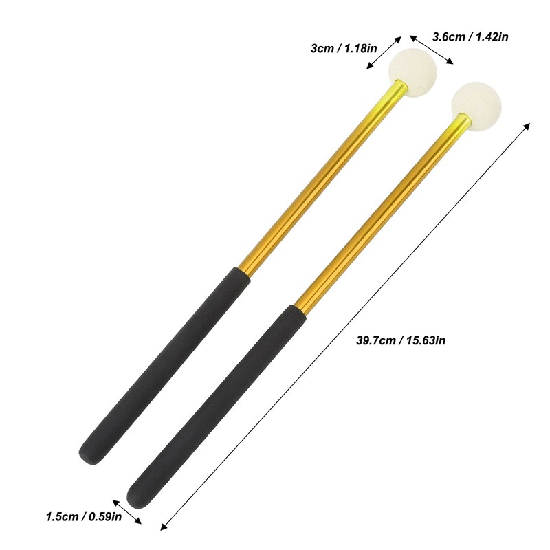 2 Pcs Timpani Mallet Soft Wool Felt Head Anti Slip