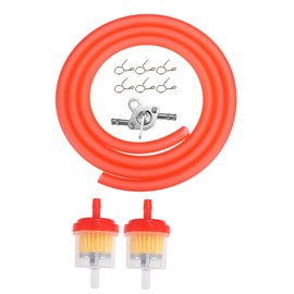 X AUTOHAUX 1 Set Motorcycle Fuel Line Clamps with 2 Fuel Filters Inline Shut Off Valve Petcock for CRF50 70 90 150CC ATV Moped Scooter Dirt Bike Red