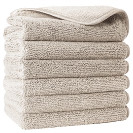 POLYTE Premium Lint Free Microfibre Washcloth Face Towel, 33 x 33 cm, Set of 6 (White)