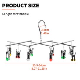 JSFPMC Drying Hanger, Hanging Drying Rack, Drip Hanger Stainless Steel with 10 Pegs for Laundry Underwear Socks, The Clips Release Quickly, Folding Portable