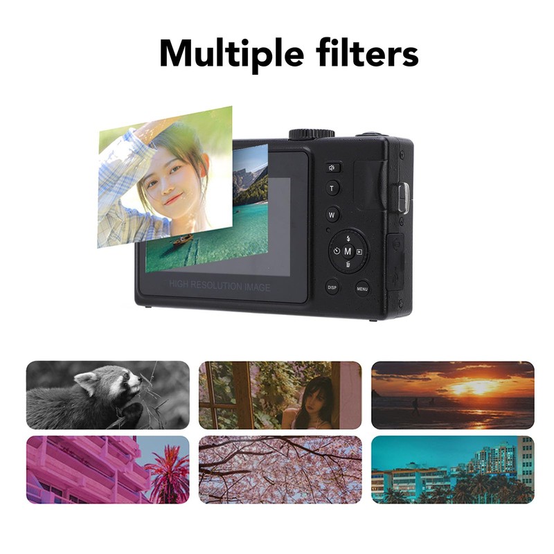 Digital Camera, 48MP, 1080P, 16X Digital Zoom, Anti-Shake Point and