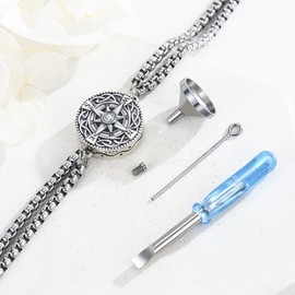 TUGHRA Ashes Bracelet for Women Compass Urn Bracelet for Ashes 925 Sterling Silver Cremation Jewelry Compass Memorial Gifts