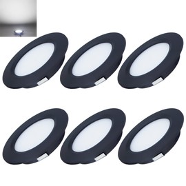 Hoysum 12v Under Cabinet Lights for RV Boat Ceiling Black Metal Recessed 300lm 3w 6400k Pack of 6