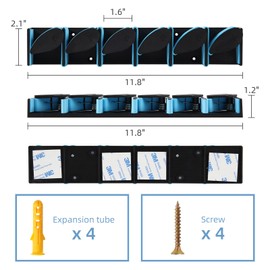TFONSIGI Vertical Fishing Rod Holders 2 Pack, Wall Mounted Fishing Pole Holders for Garage, Fishing Rod Rack for Storage 12 Rods, Blue