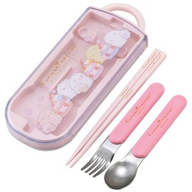 Skater TACC2AG-A Trio Set Chopsticks Spoon Fork Fluffy Nekoro Children's Antibacterial Made in Japan