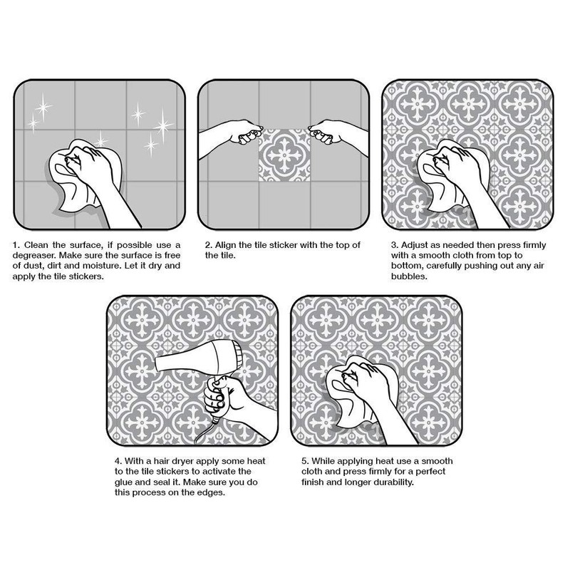 25 PCS Moroccan Style Tile Sticker, 4x4 Inch(10x10cm) Traditional DIY