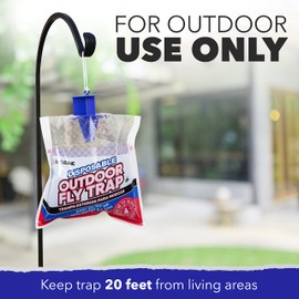 Fly Trap Outdoor Hanging Fly Catcher. 4 Pack Disposable Outdoor Fly Bags with Fly Bait Repellent and Blue Fly Attractant Lure. Fly Trapper Helps Control Horse Flies in Barns or Ranch