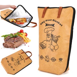 BBQ Blanket for Resting Meat - Brisket Blanket 5-Layer Insulated Smoker Bag with Wide Mouth | Reusable Meat Resting Accessory for Turkey, Pork, Beef | BBQ Gifts for Father's Day (21 inch, Brown)