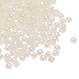 sourcing map 300pcs Flatback Pearls 4mm ABS Plastic Half Round Dome Imitation Pearls Craft Beads for DIY Craft Shoes Decorations Clothes Wedding Christmas Photo Frames, Beige