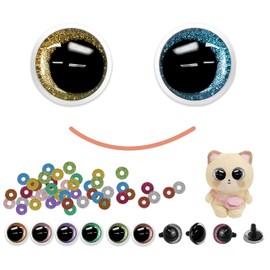 Buyongwant Safety Eyes for Crocheting with Washers, 30mm Amigurumi Eyes 3D Glitter, 20Pcs Moon Stuffed Crochet Eyes for Animal Doll Crafts, Multicolor