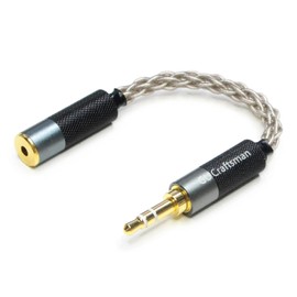 GUCraftsman 3.5mm Tripolar Stereo (Male) Convert 2.5mm 4-Pole Balanced (Female) Portable Earphone Adapter 6N Single Crystal Silver Cable