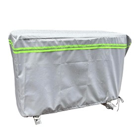 Air Conditioner Outdoor Unit Cover, Large Size, Reflective Band Design, Adjustable Slit and Rope, Heat Shield, Protects Against Rain, Dust, Dirt, Abrasion Resistant, Polyester (32.3 x 12.6 x 25.2