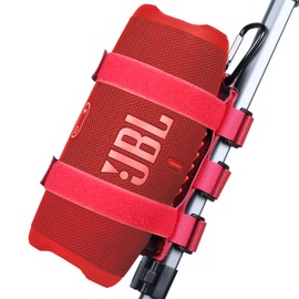 Lebakort Tragbare Lautsprecher Halterung für 7-12 Zoll Bluetooth Wireless Lautsprecher für Golf Cart Geländer Fahrrad Boot Outdoor Verstellbare Riemen (Rot)
