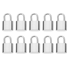PATIKIL 10Pcs Padlock Charm, Mini Lock Bracelet Charm Pendant Bulk Small Steel 3D Padlock Pendants for Jewelry Making Bracelets Necklace Earrings, Silvery