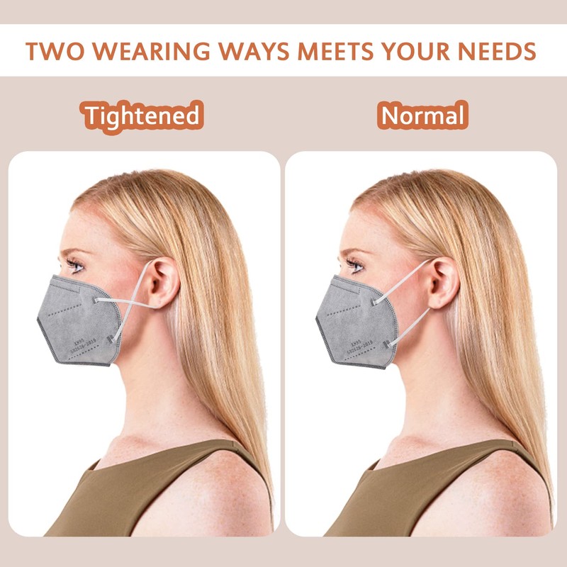 KN95 Face Masks 50 Pcs, 5-Ply Protection Grey KN95 Mask,