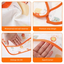 Rieoany Pack of 5 Baby Bibs, Waterproof Bibs with Crumb Tray, Triangular Scarf Baby for Boys & Girls, Soft Bib for Toddlers