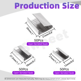 Swpeet 150Pcs 3 Sizes 1/2" 5/8" 3/4" Packaging Open (Snap-On) Seals Assortment Kit,Sturdy Metal Clips Banding Strapping Clips Strapping Metal Buckle for Strap Width Steel Strapping