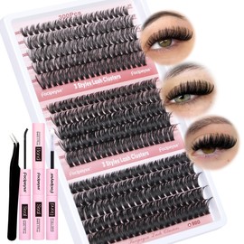 Focipeysa Eyelash Extension Kit 300pcs Lash Extensions 50D 70D 90D Eyelash Extension Full Volume Lash Clusters 10-16mm DIY Lash Extension with Waterproof Lash Bond and Seal for Makeup