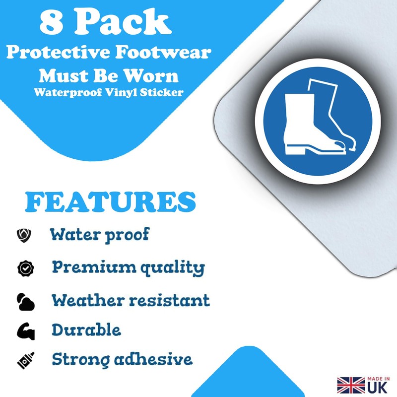 8 Pack - Protective Boots Must Be Worn Stickers -