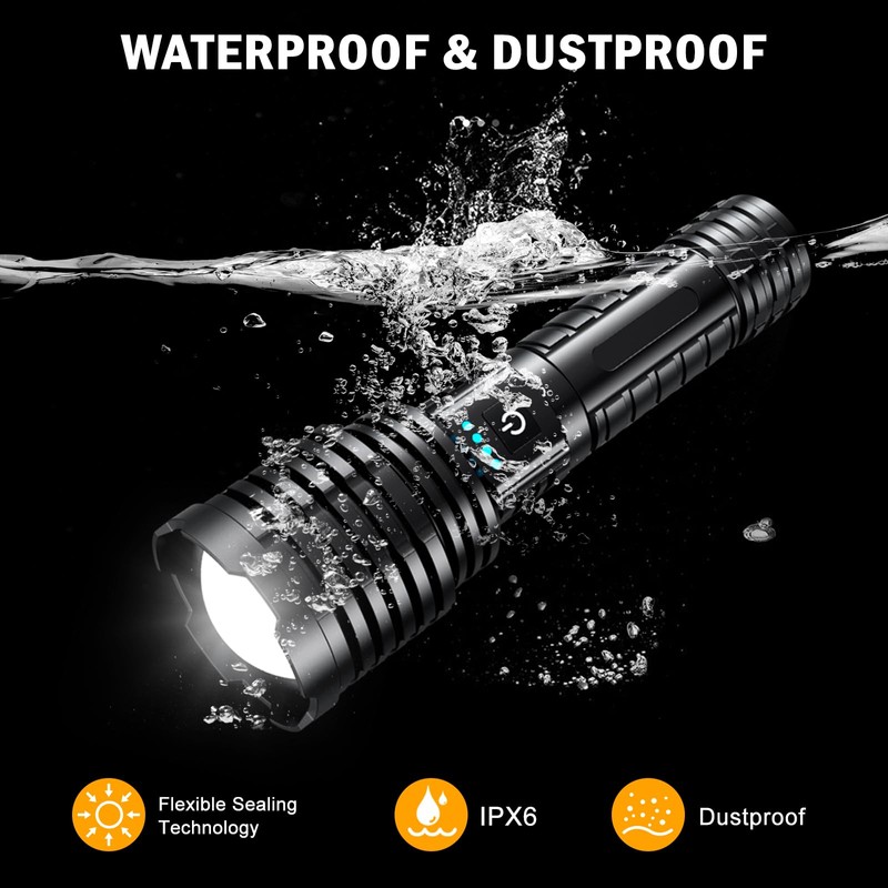 Weoxi Rechargeable Flashlights 2400000 High Lumens,Super Bright LED Flashlight for