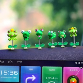ZOSTLAND Distinctive Car Dashboard Decorations, Cartoon Car Ornaments for Dashboard,Funny Desk Ornament,Adorable Frog Car Decorations for SUV Car,Living Room, Bedroom, Desk,(6pcs Frog)