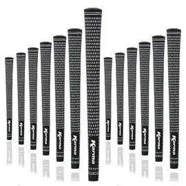 Karma Velour Golf Grip Set for Regripping Golf Clubs, 13 Black/White Standard Size Velvet Style Rubber Replacement Golf Grips for Men