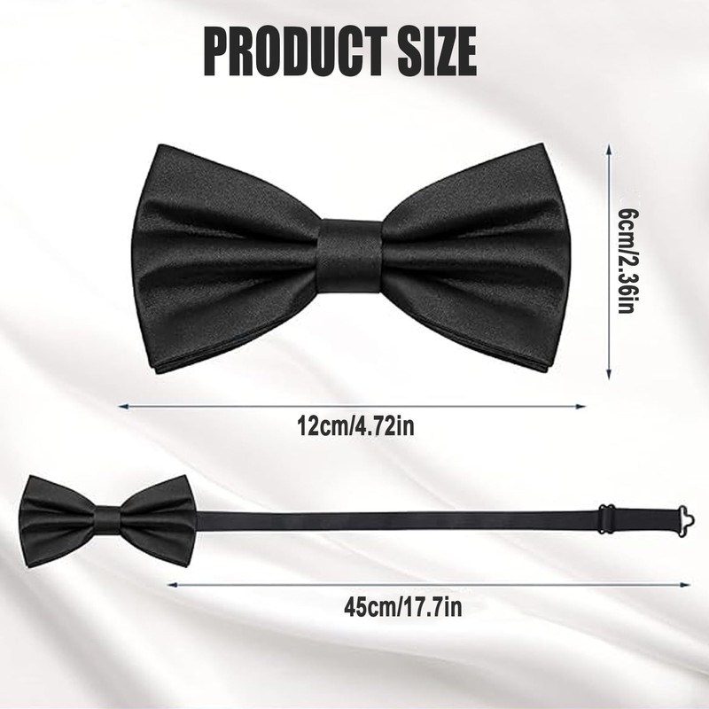 hzbaiyi Men's Bow Tie, Adjustable Bowtie, Classic Solid Color Pre-Tied