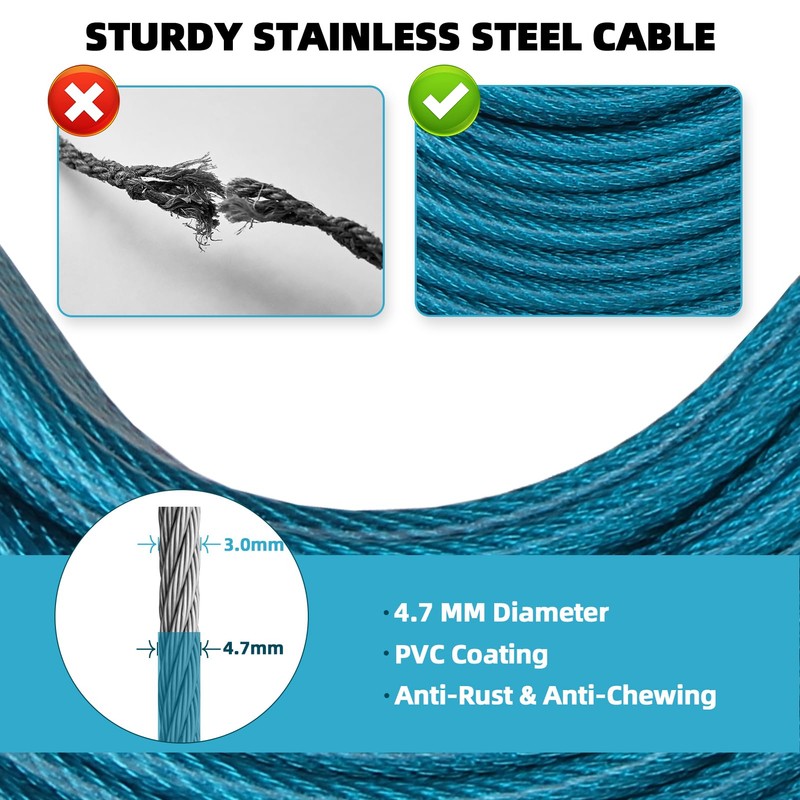 PAWCHIE Heavy Duty Dog Tie Out Trolley System, Dog Run
