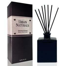 Urban Naturals Oud & Citrus Reed Diffuser Set – Made with Essential Oils – Citrus, Oud, Cedar, Amber & Wood Notes – 5 Ounce Sleek Black Rectangular Refillable Glass Bottle – Made in The USA