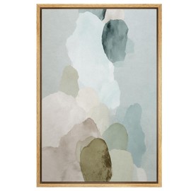 SIGNWIN Framed Canvas Print Wall Art Soft Blue and Sage Abstract Shapes Watercolor Style Illustrations Modern Art Rustic Relax/Calm Multicolor for Living Room, Bedroom, Office - 24"x36" NATURAL