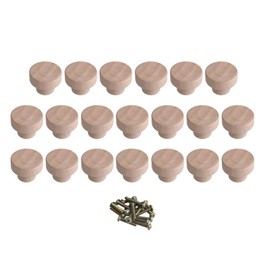 Home Accessory 35x25mm Wooden Hardware Round Knobs and Pulls for Cabinet Drawer Shoesbox Cupboard Cabinet Door Set of 20