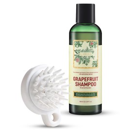 New Abera Grapefruit Hair Growth Shampoo for Damaged, Weak, Hair Loss and Thinning Hair with Citrus Paradisi Peel Extract, Flavonoids, Vitamin C, Repairs & Strengthens Hair, Scalp Brush, Fl Oz 6.09