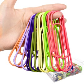 Colourful Paper Clips, Large, Pack of 50, 100 mm, Giant Jumbo Paper Clips, Colourful for Papers, School Office Supplies, Documents, Office Supplies