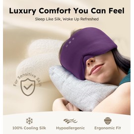 Luxury Bluetooth 5.4 Sleep Mask for Adults - Ice Fiber Cooling & HD Sound, 100% Light Blocking Adjustable Eye Cover for Travel & Side Sleepers - Soft Sleep Headphones with 10H Playtime
