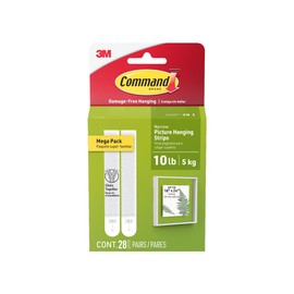 Command 10 lb Narrow White Picture Hanging Strips Mega Pack,17207-28ES, 28 Pairs