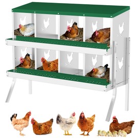Chicken Nesting Box, 8 Compartment Metal Chicken Nesting Boxes for Chicken Coop, Easy Egg Collection, Easy Cleaning, Chicken Laying Boxes with Bracket Legs for Hens, Green