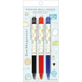 San-X Sumikko Gurashi FriXion Ball Knock, Set of 3, PR14601, Pen Size: H4.6 x 0.5 inches (116 x 13 mm)