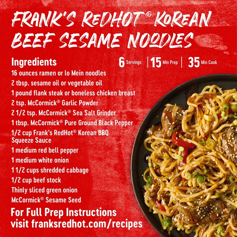 Frank's RedHot Squeeze Korean BBQ Sauce, 1.7 fl oz (Pack
