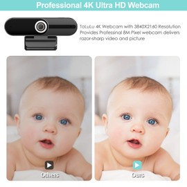 Webcam 4K 1080P mit Mikrofon 8 Megapixel USB Computer Web-Kamera Privatsphäre Auslöser und Stativ, Pro Streaming Webcam PC Mac Desktop Laptop für Video-Anrufe Aufzeichnung Conferencing Zoom Skype