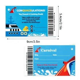 zwillinge97 SET OF 50 CARNIVAL CRUISING DUCKS TAGS LABELS with RUBBER BANDS CRUISE DUCK