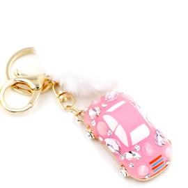 Tobestu Fashion Beetle Car Key Ring Korean Style Keychain Pompom Accessories Charms for Wallet Purse Phone Bag Y2271 (Jelly Pink)